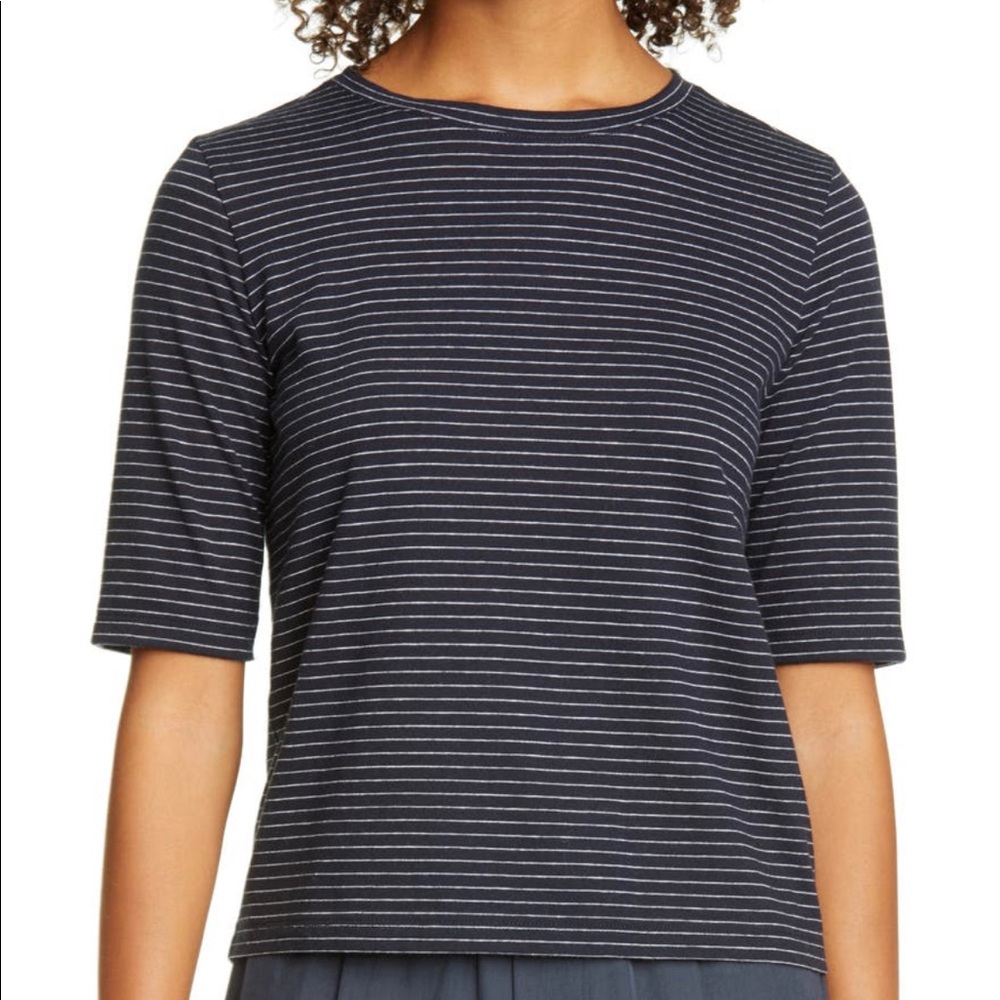 Vince Elbow Slv Crew Large -Coastal / Optic NWT